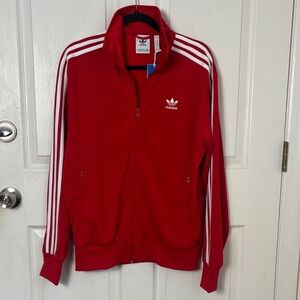 NEW NWT Adidas Firebird Red and White Track Jacket Scarlet Size M Retro running